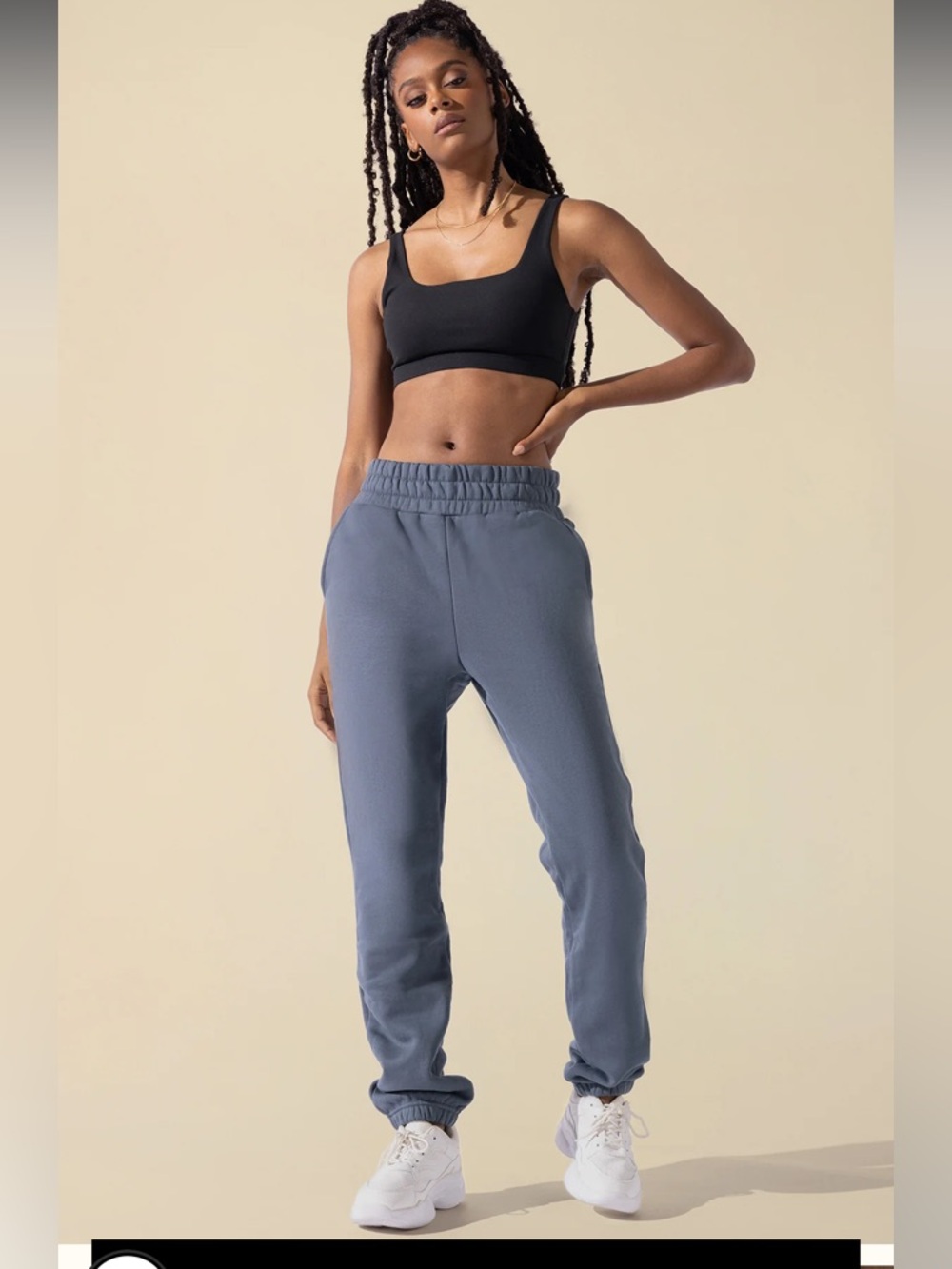 Popflex Cloud Rollover Sweatpants Denim Blue Size Medium High Rise Joggers